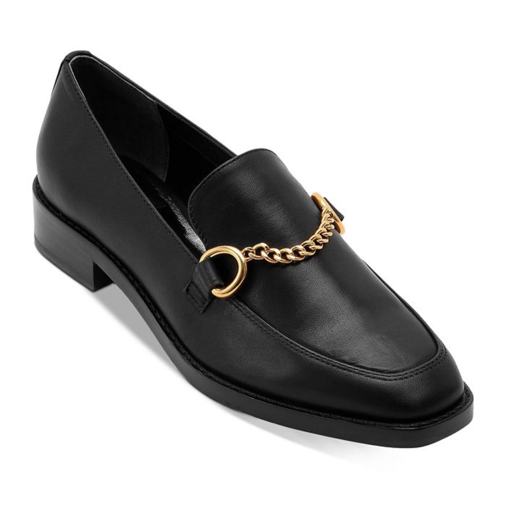 Dolce Vita Black Leather Gillian Chain Loafers Womens Size 7.5